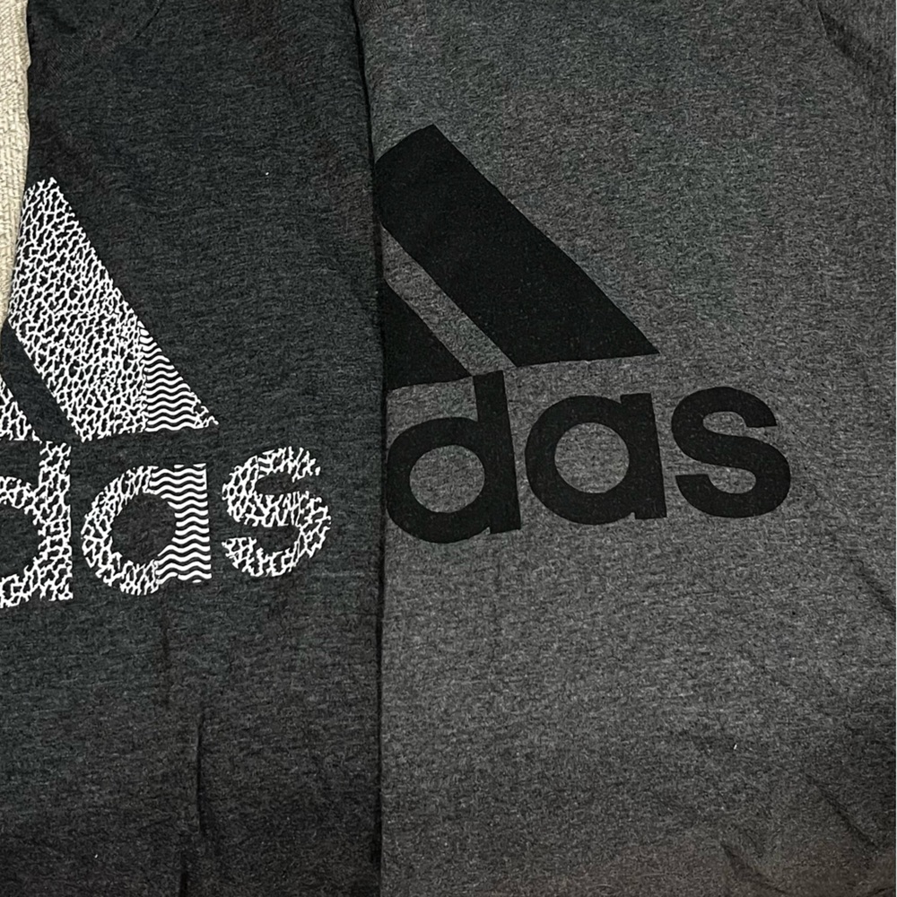 Lot of 2 adidas men’s tshirts.  Grey, large.